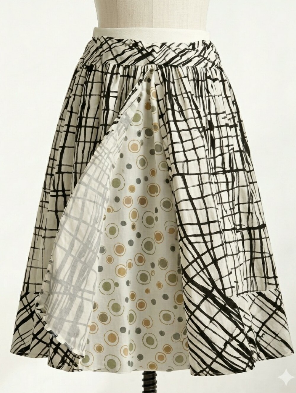 Anthropologie CORDELIA Alfama Apron Skirt Black Cream A‑Line Full | Size 10